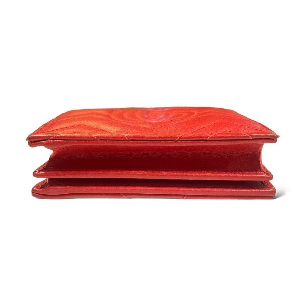 GUCCI GG MARMONT RED MATELASSÉ LEATHER CARD CASE WALLET - Picture 9 of 12